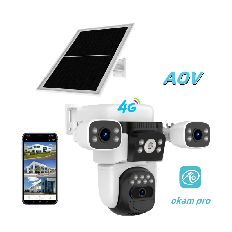 BG621SR AOV Continuous Recording PIR 4G solar battery camera 360 degree monitoring outdoor wireless camera