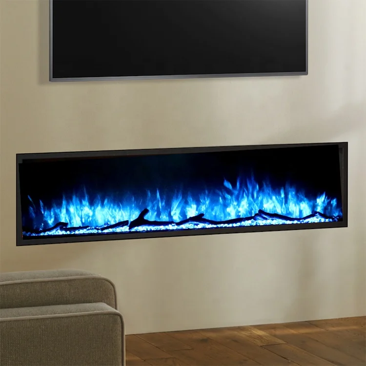 Electric Fire Place Insert Remote Control Realistic LED Flame Wall Recessed 100 inch Electric Fireplace