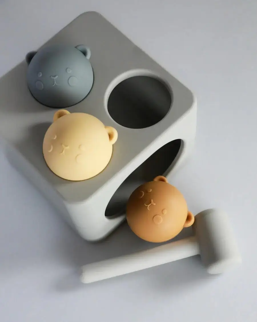 Silicone Hamster Knockout Activity Toy, Hamster Knockout Practice Fine Motor Skills Toy, Kids Silicone Mallet Hammer Hamster Toy