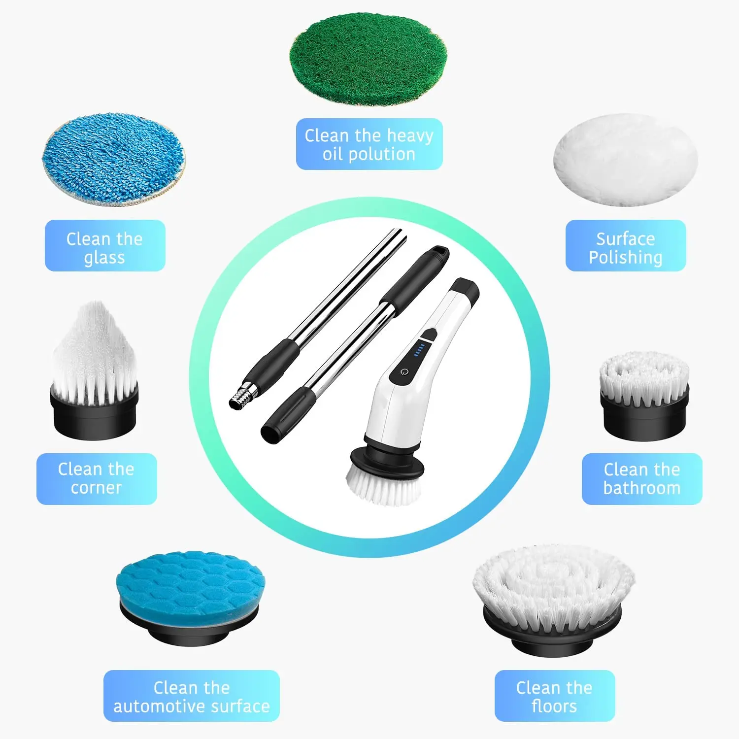 Handheld Powerful Flooring Scrubber Cepillo De Limpieza Rechargeable Washing Electric Cleaning Brush