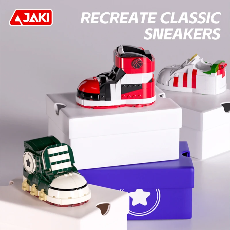 JAKI Kids block toys STEM items Basketball shoes style DIY Sports shoes Building Blocks Toy Sets for Boys