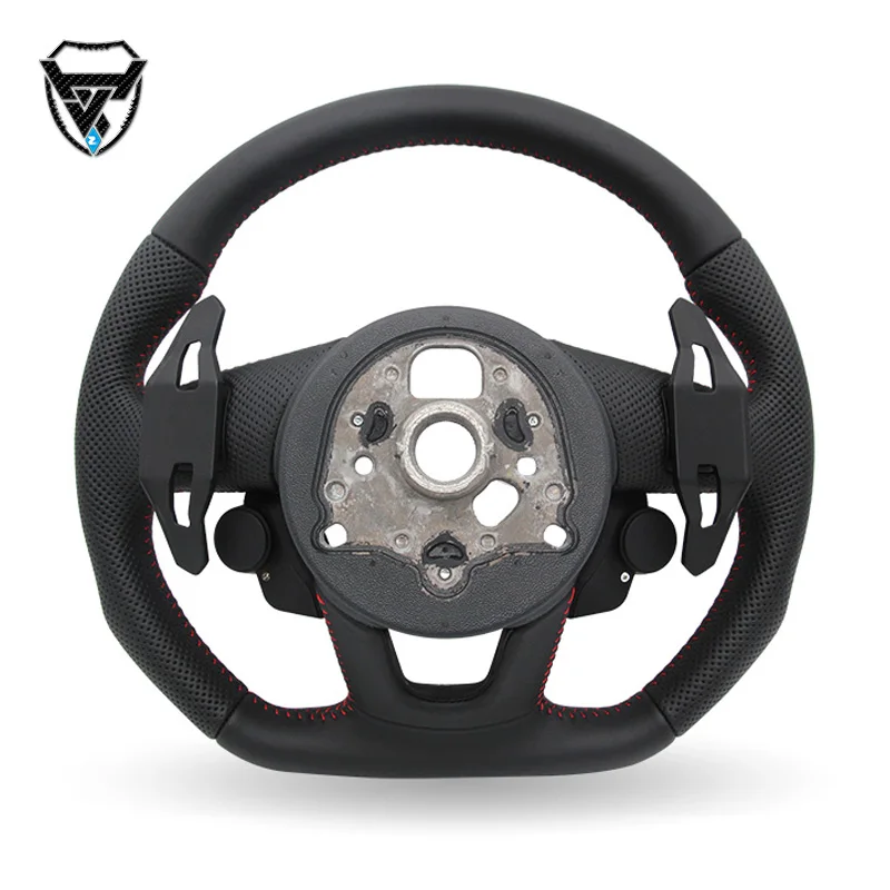 For Audi A4 2008-2023 leather black steering wheel modification  knob zc-A4-P8