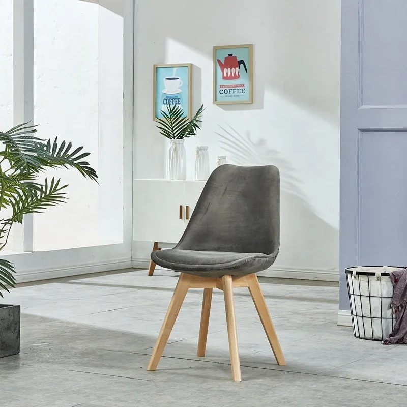 Wholesale dining chair wood leg luxury living room chair furniture modern velvet dining chair