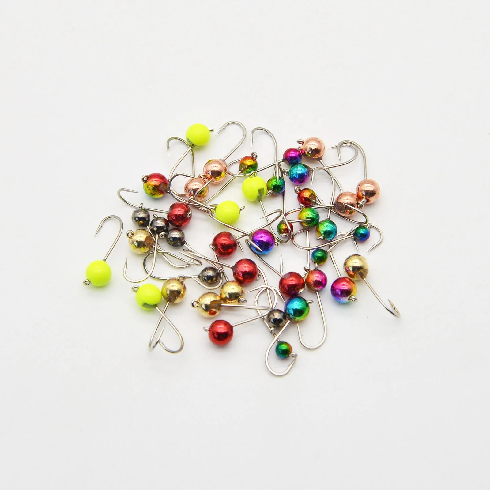 New arrived High Quality Rainbow tungsten Slotted beads Ice Fishing hook