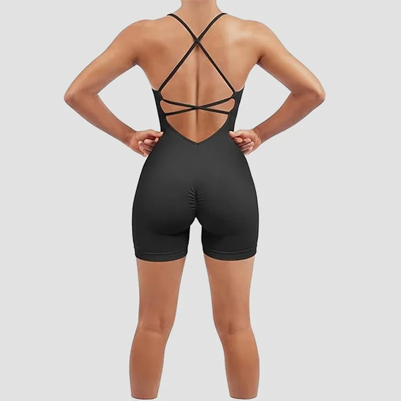 Women Fitness Jumpsuit Quick Dry Yoga Suit Workout Bodysuit Training Exercise Romper Sportswear