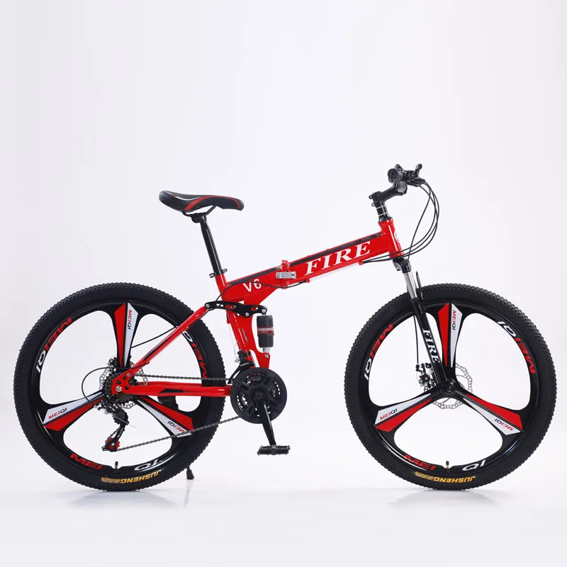 Carbon steel 26 inch 24 speed dual disc brake folding mountain bike bicycle alloy bicycle dual shoulder suspension fold bicycles