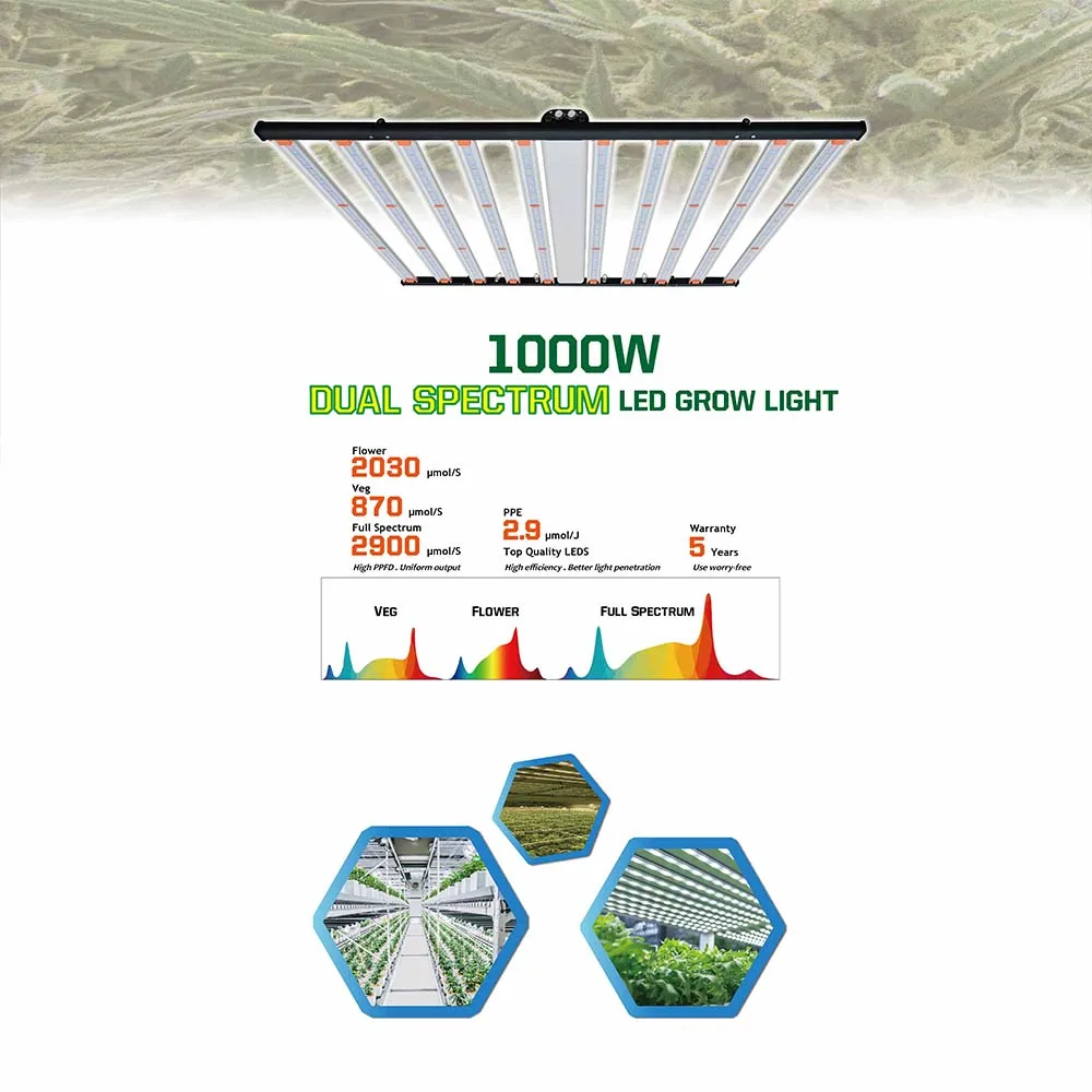 Top 1000w led grow light full spectrum samsung lm281b lm301b lm301h 660nm uv ir ip65 waterproof led grow light for indoor plant