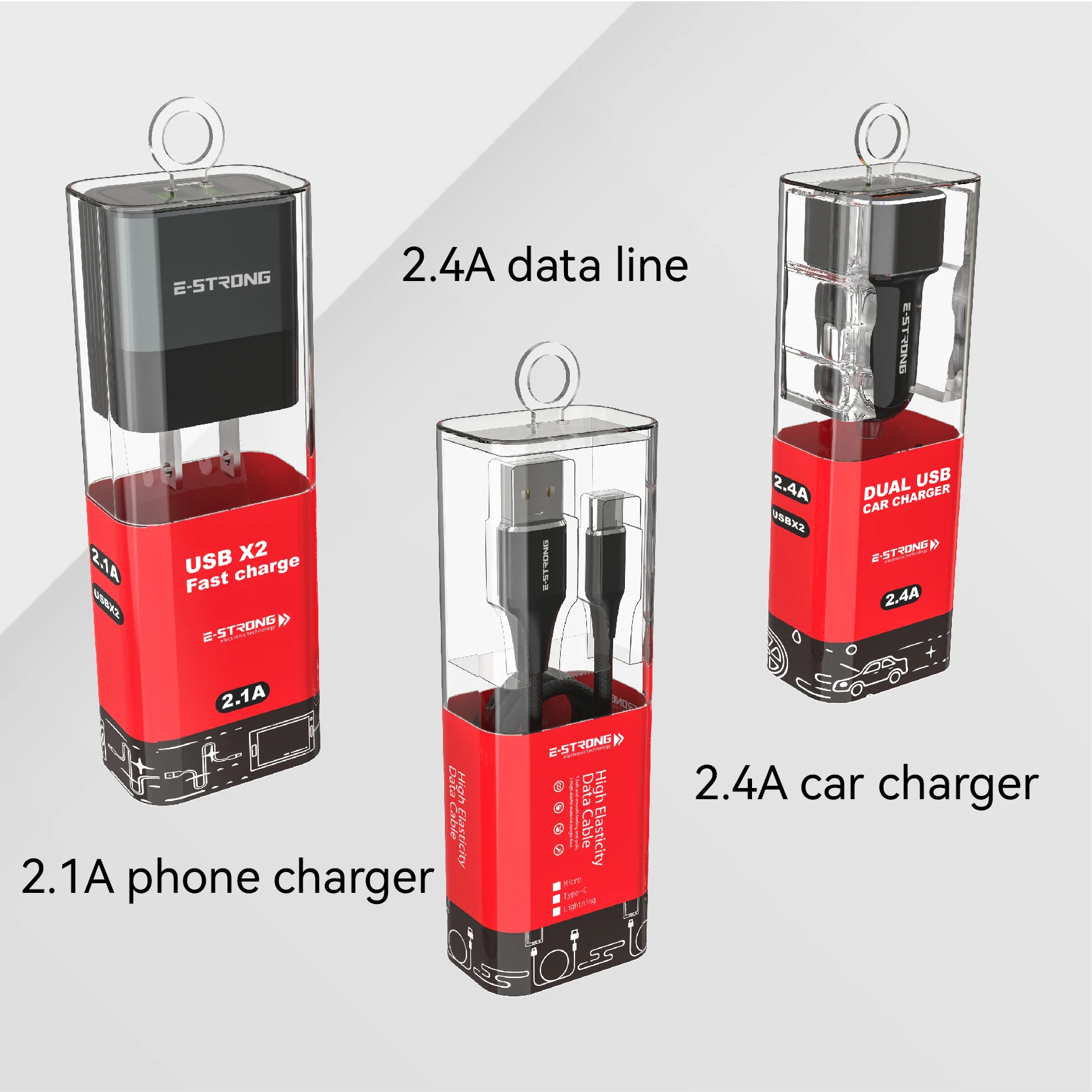 USB Charger Cable Set Phone Accessories Display Racks charger Adapter Acrylic Counter Display Stand