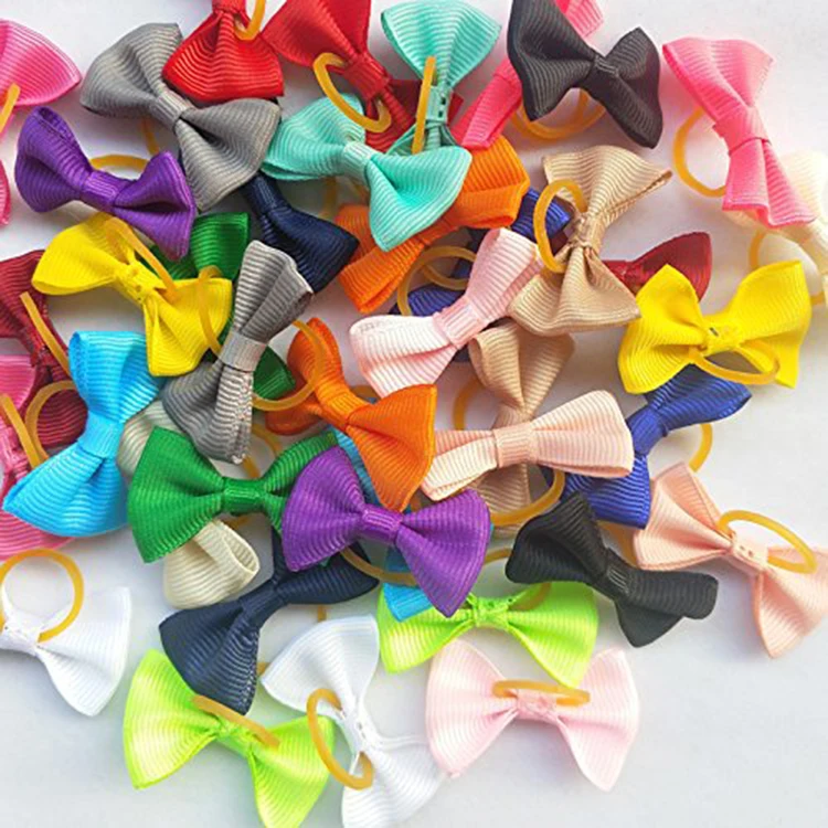 Wholesale Pet Puppy Cute Grooming Accessories Small Big Lace Bowknot with Rubber Band Dog Hair Clip Bows for Dog