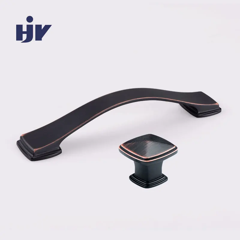 HJY oil rubber bronze cabinet handles 128mm Bow Drawer konb Pulls