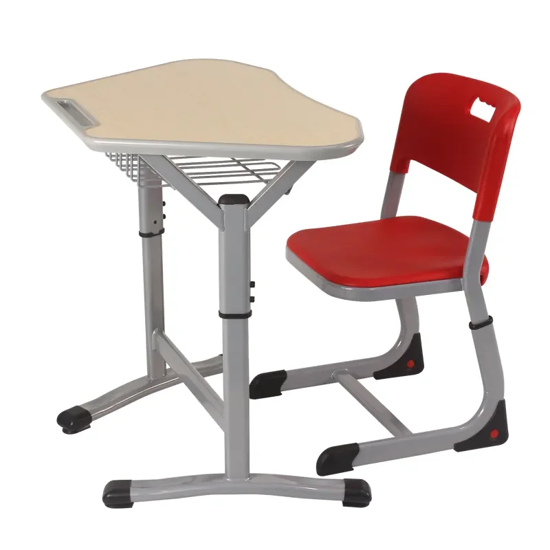 Classroom table and chair set college furniture manufacture trapezoidal shaped wooden school student desk