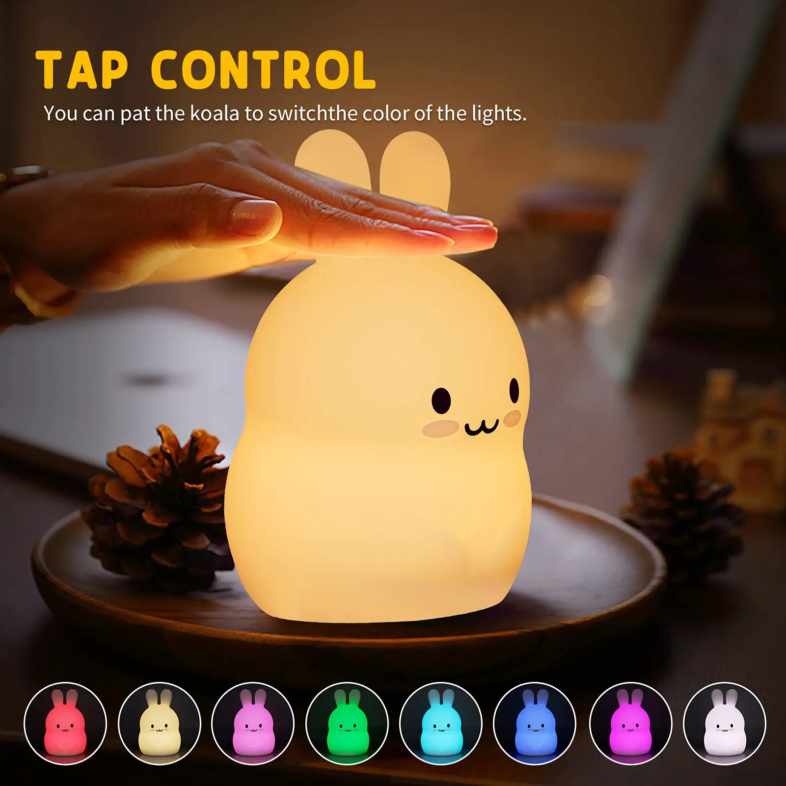 bunny silicone night light for kids led facial expression custom silicon mood mold therapy flash creative switch animal portable