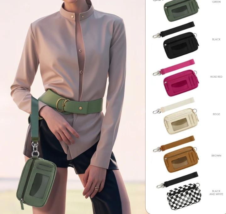 2025 New Design Portable Nylon Credit Card Purse Mini Carry All Wallet Pouch Clear Bag With Strap