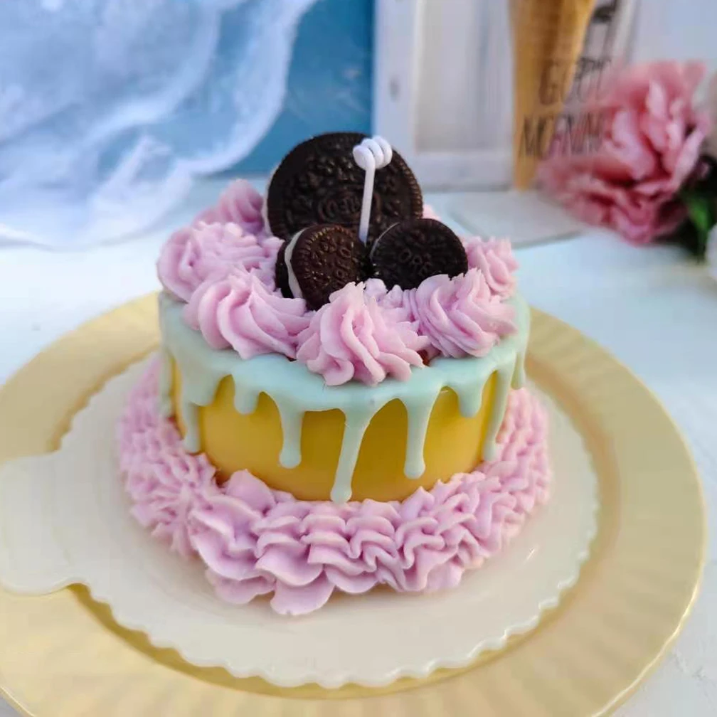 new arrival creative cream oreo cookie cake diy scented soy wax candles scent oil fragrance food candle