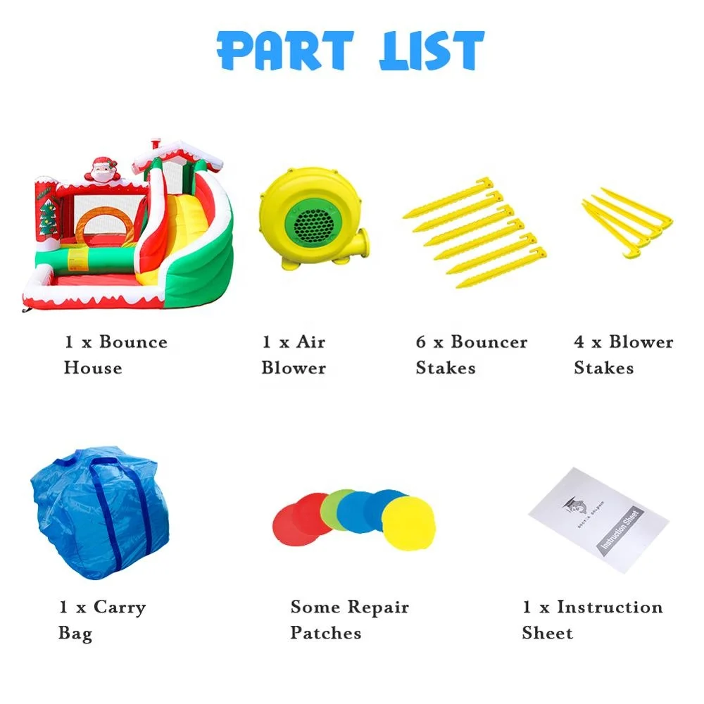 New Holiday Theme Air Candy Decoration Bouncer Slide Inflatable Bounce House Christmas Bouncy Castle