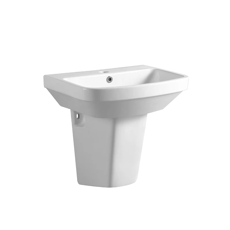 cylindrical pedestal wash basin with ceramic wash hand for hotel