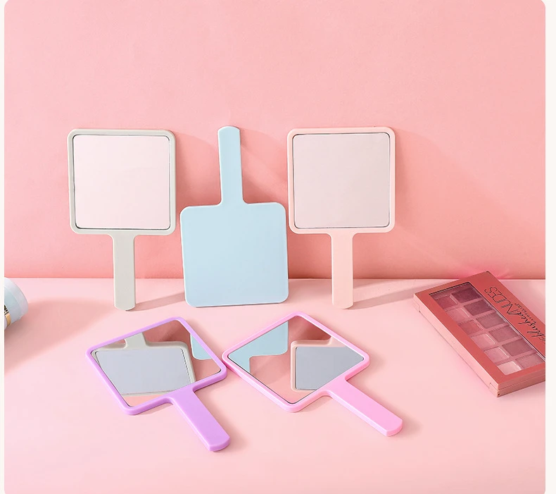 Plastic Cosmetic Mirror Manufacturer Personalized Round Square Portable Hand Held Makeup Mirror Custom Logo With Handle