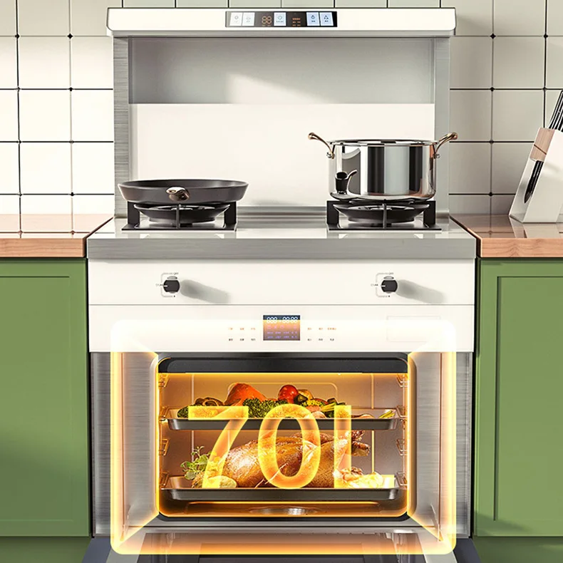 4.5kw White Integrated Stove 70l Steam Oven Top Warm Dishes Automatic Cleaning Multi Functional Stove Oven All-In-One Machine