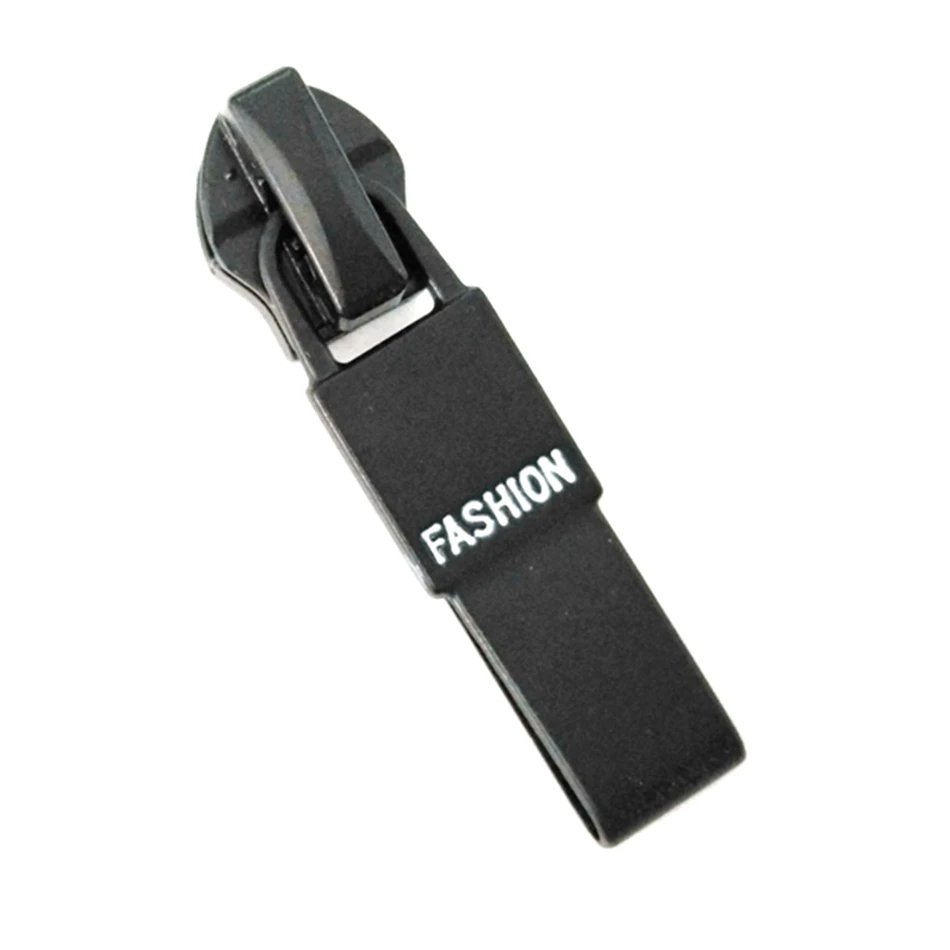 Custom logo Size High Quality Silicone  5#metal Zip Pull Puller Fancy Zipper  Slider Tailoring Accessories for Fashion Pants