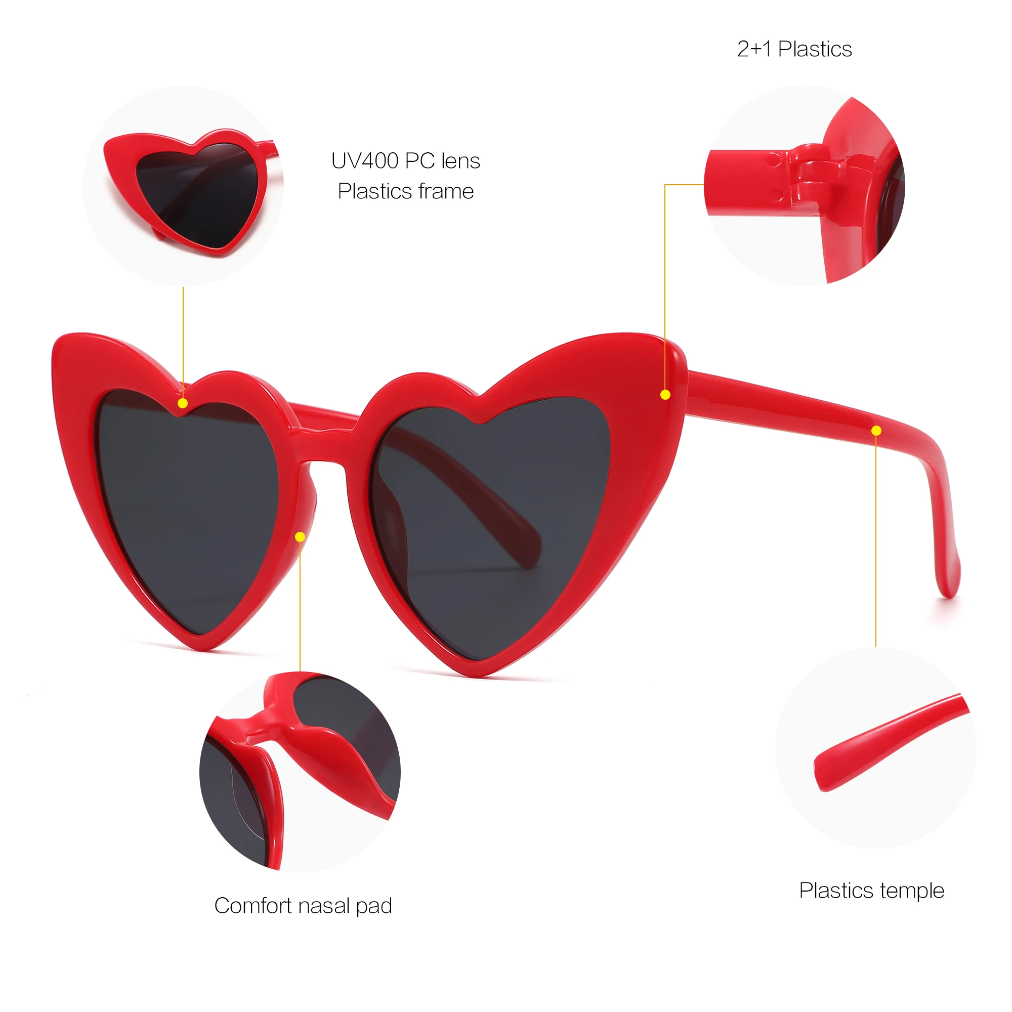 CONCHEN China Manufacturer Wholesale Cheap Fashion Gift Sun Glasses Custom Wedding Favors Heart Sunglasses Women