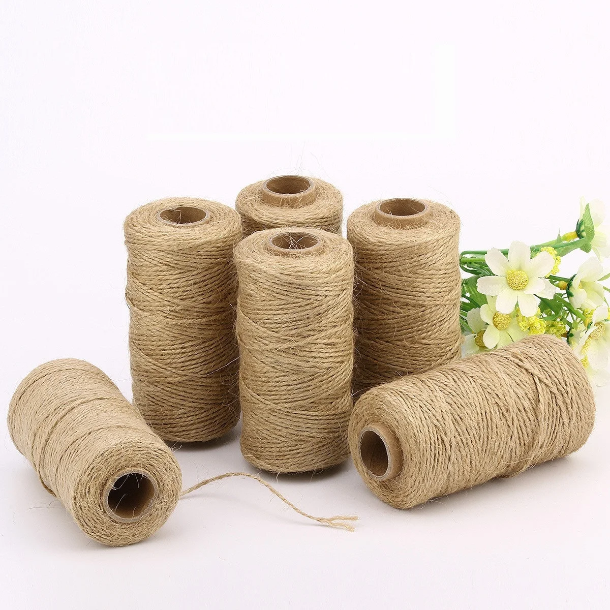 1.5mm Twisted Craft Linen Rope Natural Jute Twine Hemp Cord for Craft and packaging 100yards