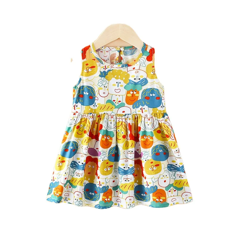 Children Girl Clothing Kids Clothes Flower Girls Dress with Floral Print Wear Vendor Designers Summer Custom Wholesale Big Kids