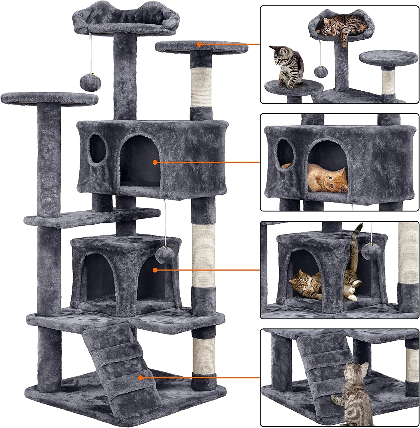 54in Cat Tree Tower Condo Furniture Scratch Post for Kittens Pet House Play