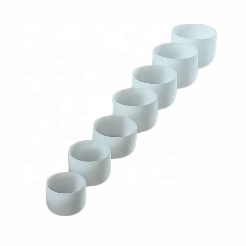 For Beginner White 7 Pcs Frosted Chakra Quartz Crystal Singing Bowls For Yoga Practice