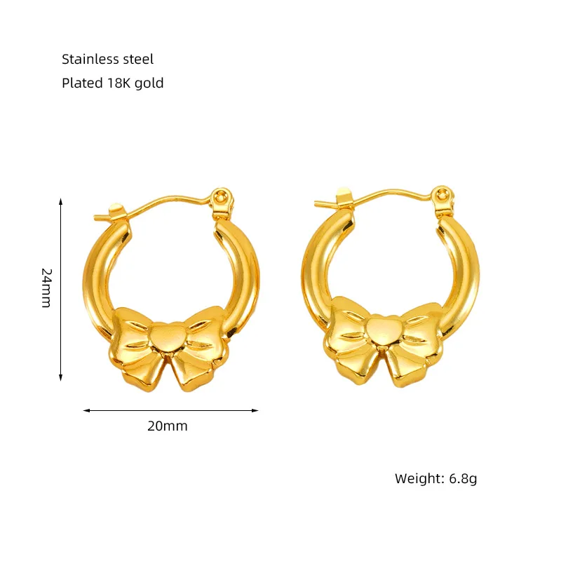 Ins Fashion Simple Hollow Crescent Ear Buckle Earrings Thick Chunky Hoop Huggie Geometric Stainless Steel Jewelry