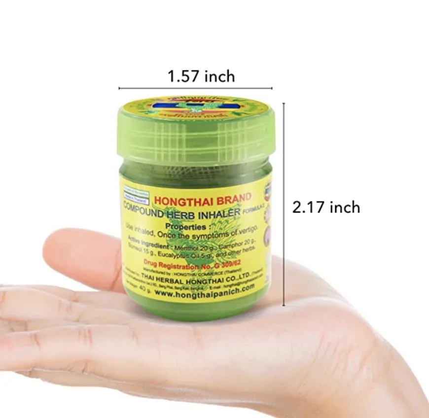 Thai Inhaler Hong Thai Herb Brand Herbal Inhaler (Green) Hong Thai 10 g Best Seller for Wholesales from Thailand