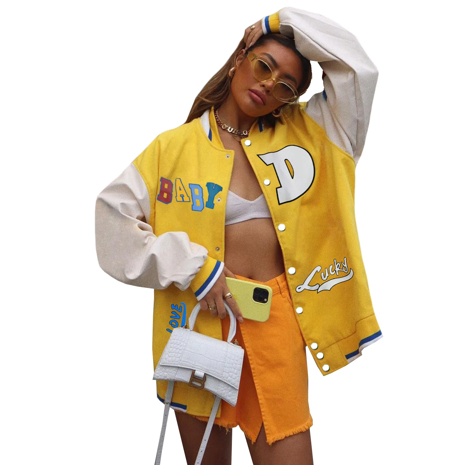 Fashion Styles Letter Printing Baseball Uniform Women Jackets Custom Oem Jackets
