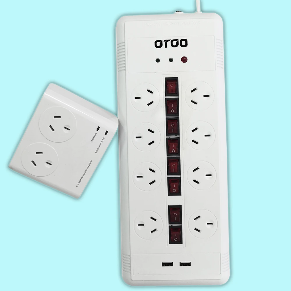 SAA Certificate Power Socket 8 AC AU Outlet 2 USB Power Board individual switched powerboard with USB-C PD 30W