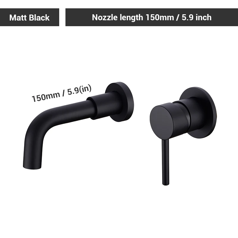 Single Handle Cold And Hot Switch Wall Hung Mounted Black Modern Design Bathroom Counter Basin Faucets Mixer Washroom Sink Tap lavatory faucet