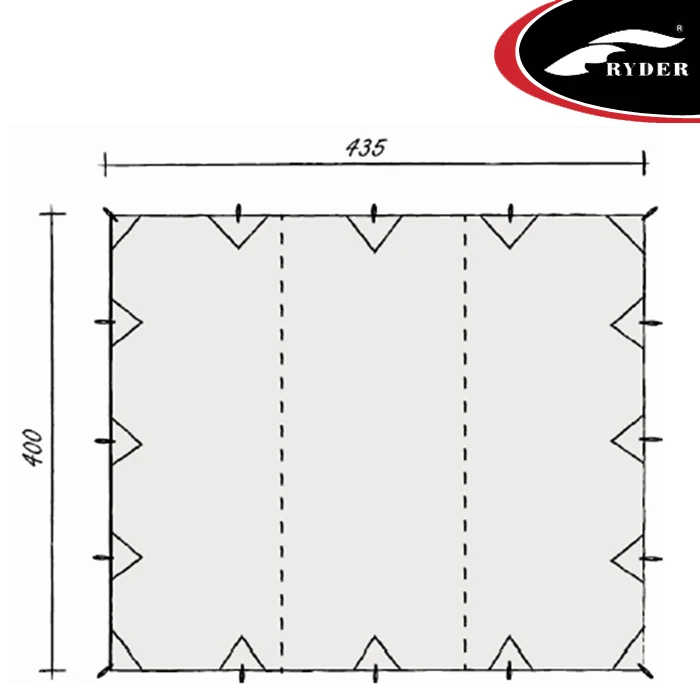 Bespoke Waterproof Rain Shelter Camping 4*4.35 Meter Ripstop Poly Awning Tent Tarp Sun Shade Reinforced Tieout Manufacturer