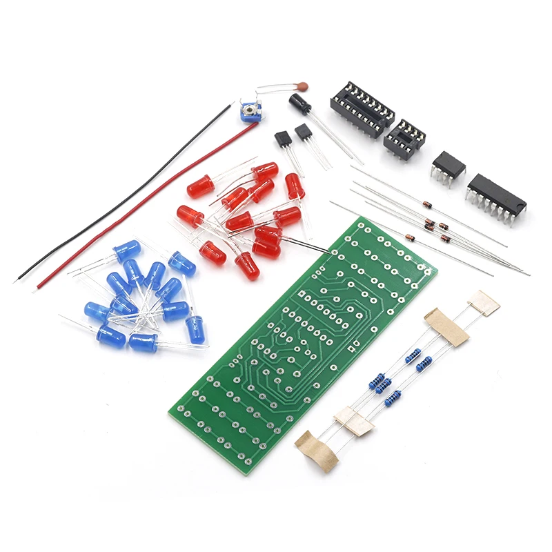Red Blue Double Color Flashing Lights DIY Kit Strobe NE555 + CD4017 Electronic Practice Learning Kits Suite Parts Gift