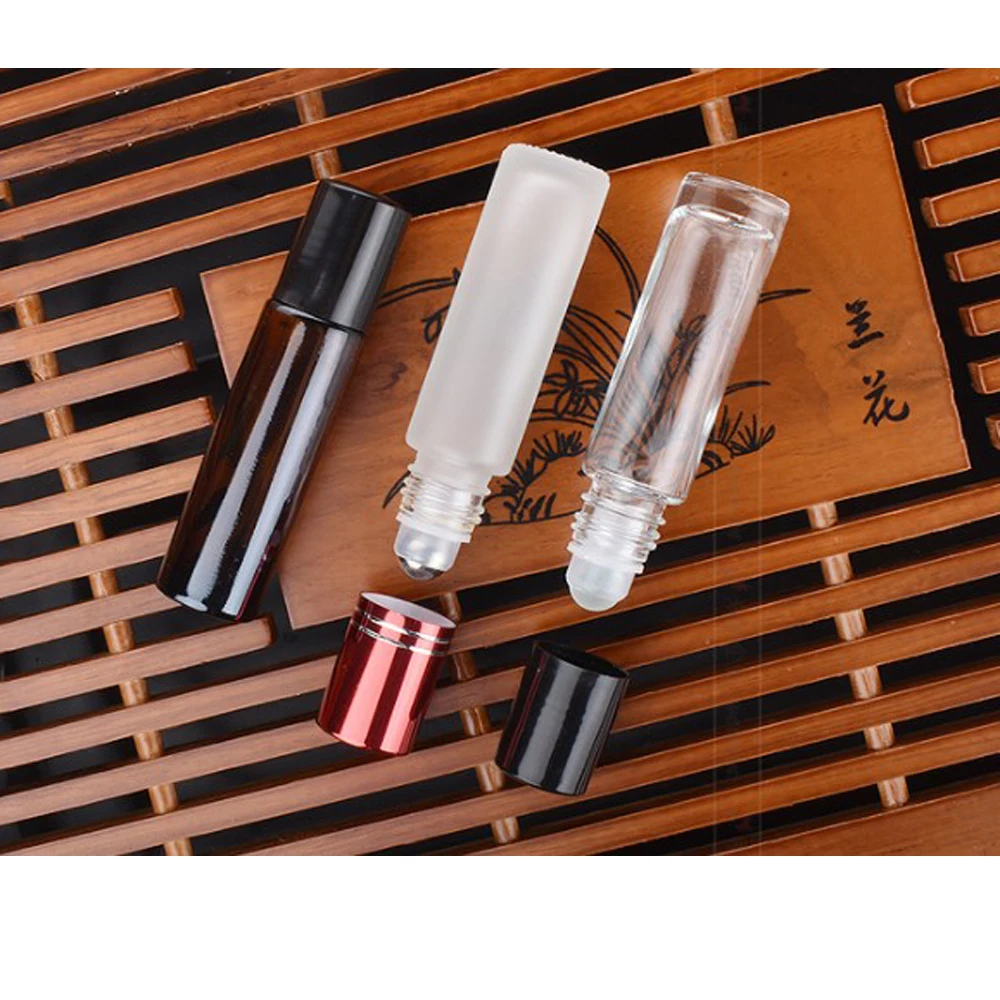Variety Of Styles Wholesale Price 5ml 10ml 15ml 20ml 30ml 50ml Matte Black Glass Roll On Bottle With Plastic Roller Ball