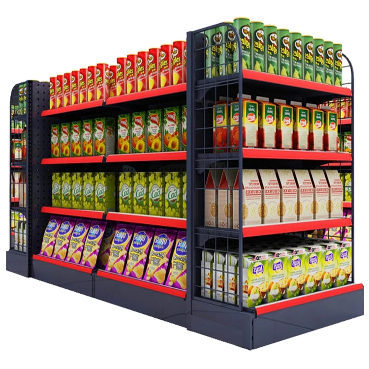 China Factory Price Double Side Clothing Shelving Supermarket Cosmetics Gondola With Led Lights For Building Painting/Supermarke