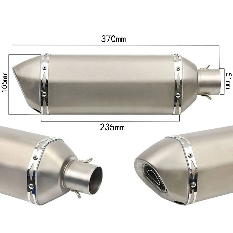 51mm Motorcycle Exhaust Racing Modify atv Exhaust Muffler For FZ6 CBR250 CB600 MT07 Dirt Bike Exhaust