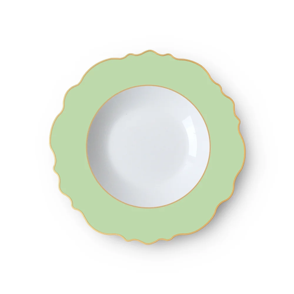 Irregular disc none printed style on glaze decoration in glaze decoration  24 k Heraeus decal paper customized logo