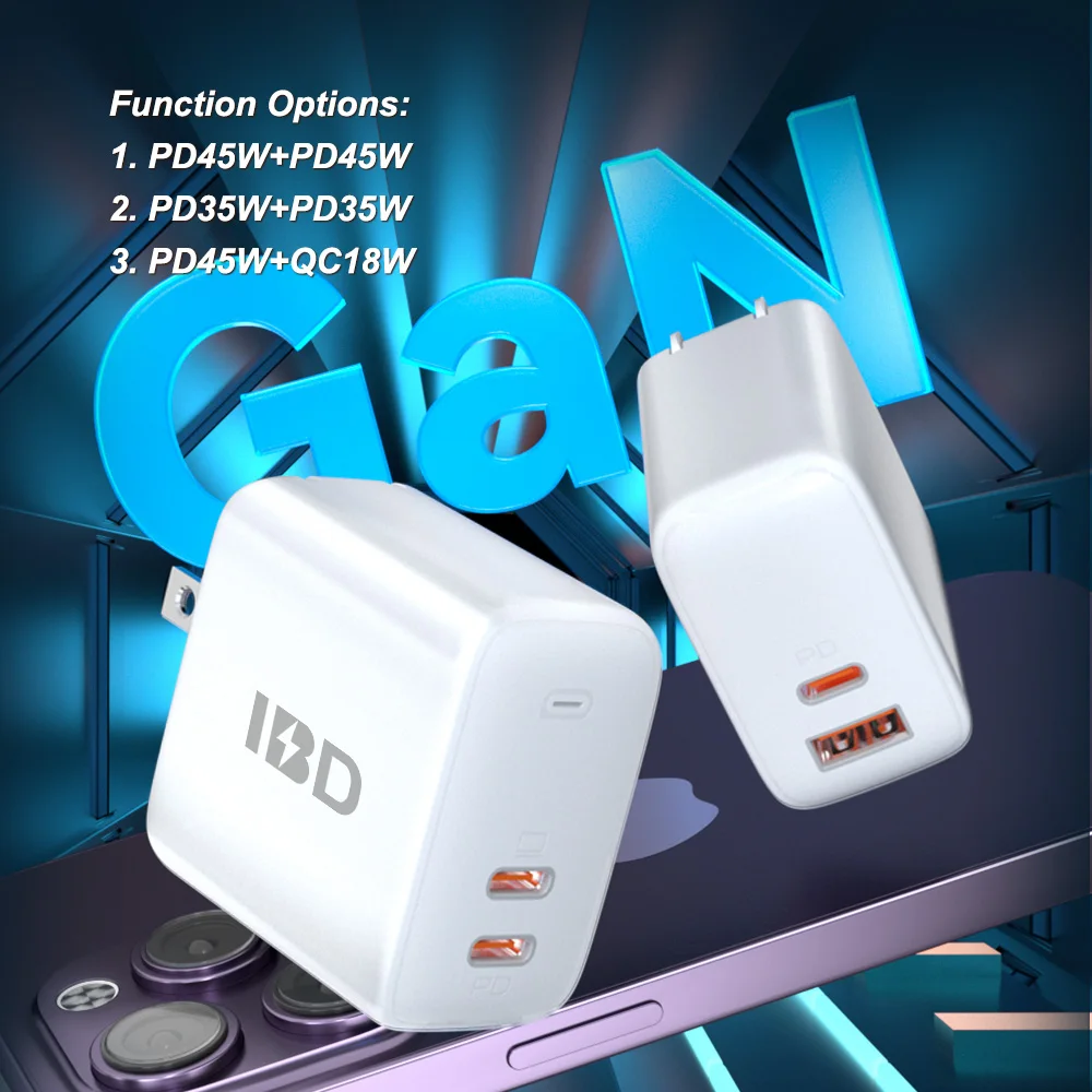 Portable GaN Usb Type c Qc3.0 Mobile Phone Laptop Mini 40w 45w Pd Dual 45 w Eu Us Pd45w 35w Wall Charger For Samsung Macbook