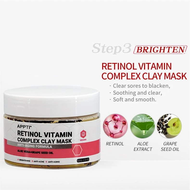 Retinol Nose Charcoal Blackhead Deep clean mud mask Remover whitening clay mask Vitamin And Acne ANTI-AGING clay mask for face