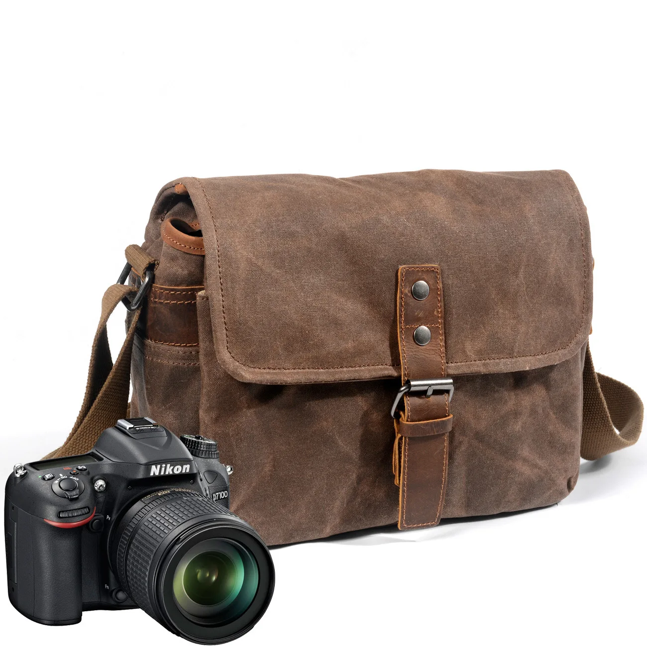 New Outdoor Photography Bag Digital DSLR Professional Waterproof Oil Wax Canvas Camera Bag