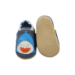 Wholesale Cartoon Animals Toddler Warm Floor Knit Non Slip Slipper Baby Rubber Sole Socks Genuine Leather Shoes