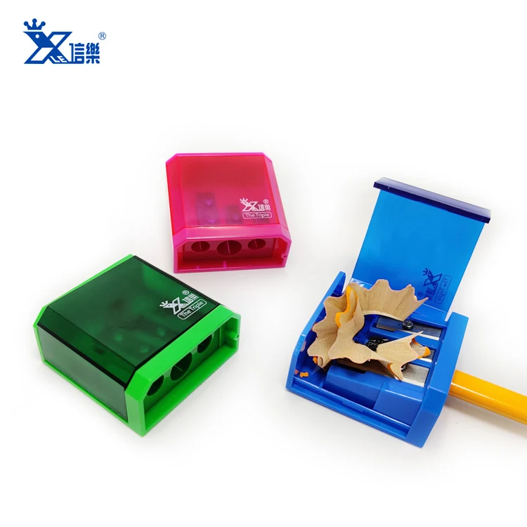Top manufacturer custom logo fancy three holes pencil sharpener cutter transparent shell Pencil Sharpeners for office school