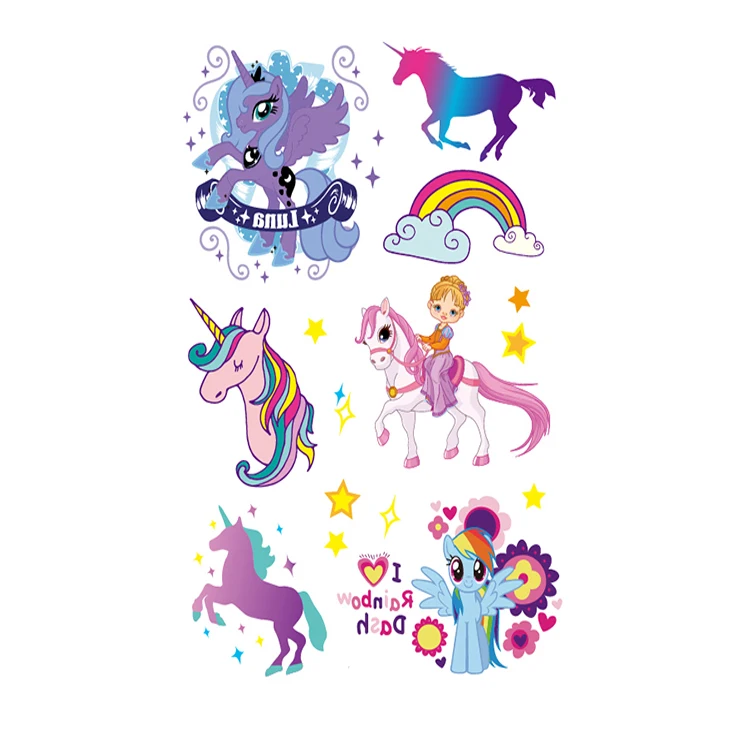 HS series kids children lovely small horse unicorn body temporary tattoo sticker
