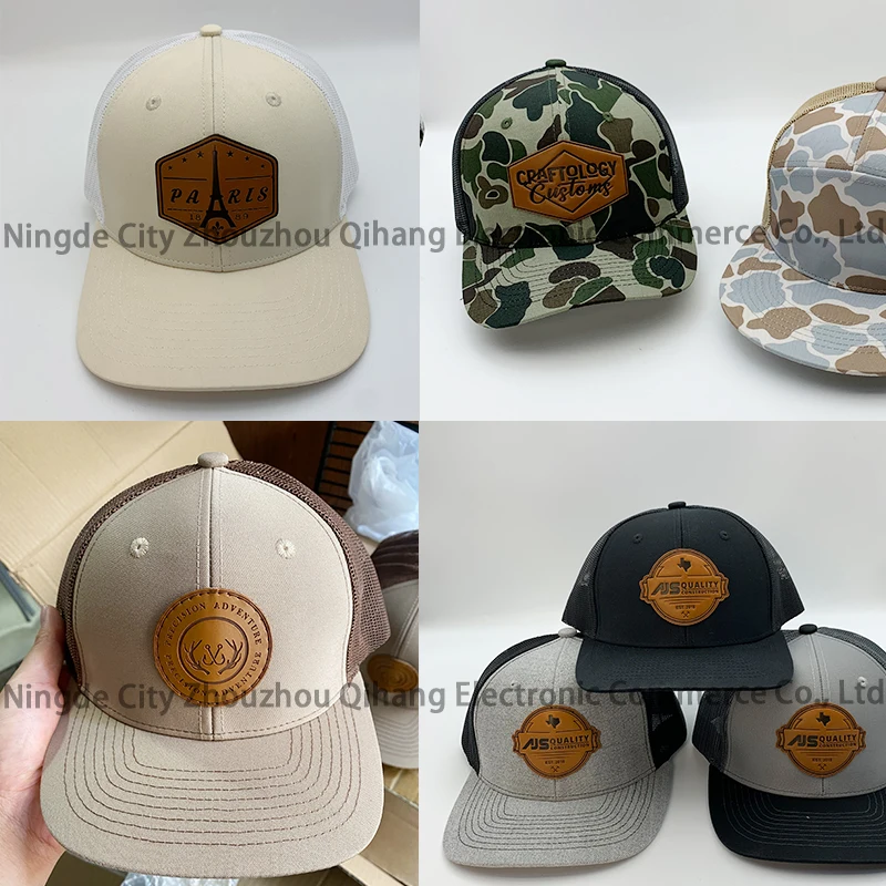 2024 new zjm Custom With With Logo Gorras Woven Patch Richardson 112 Hats Sport Cap 5 Panel Embroid Leather Patch Trucker Hat