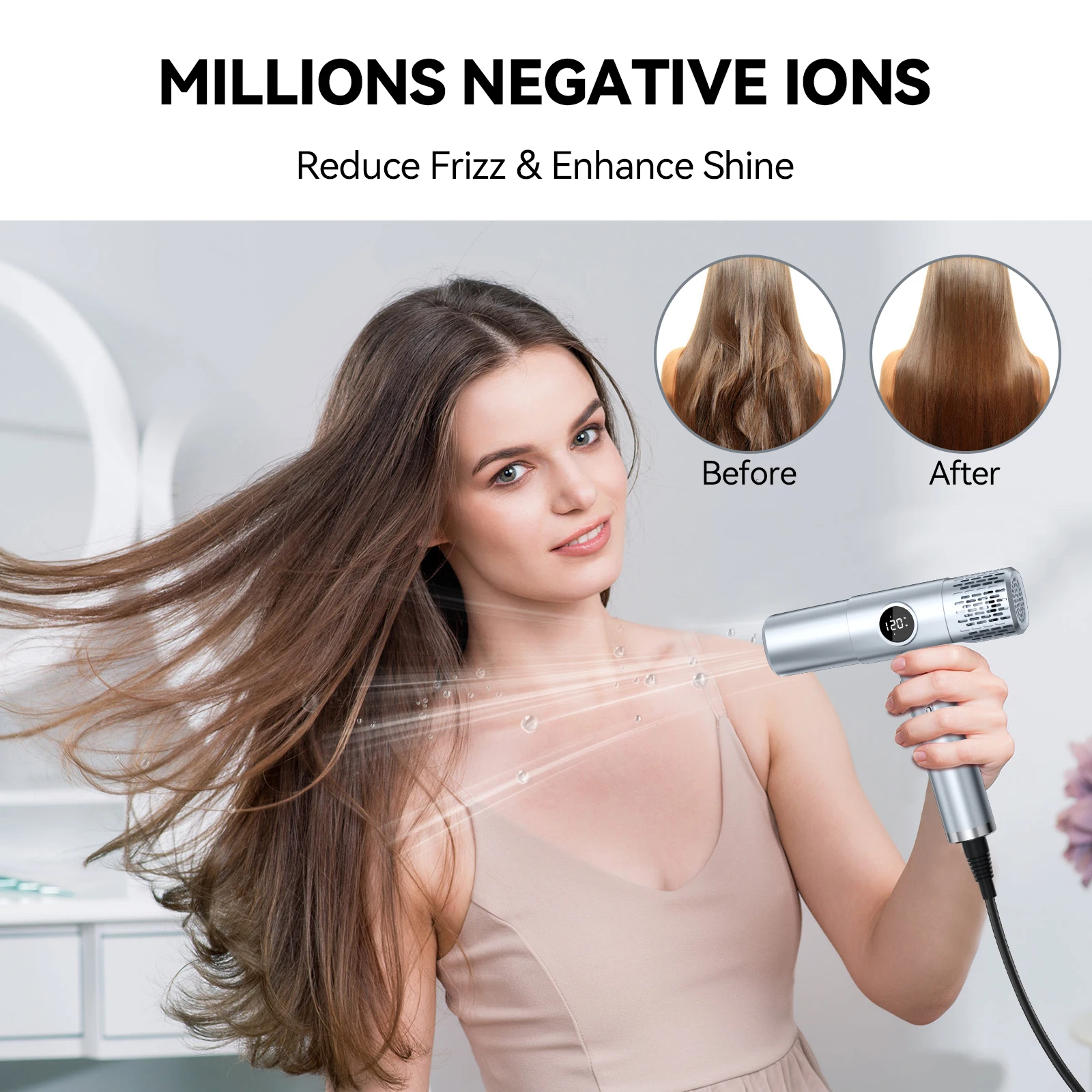 Lightweight 1800W Brushless Motor High Speed Bldc Blow Dryer Low Noise Professional Salon Negative Ion Hair Dryer