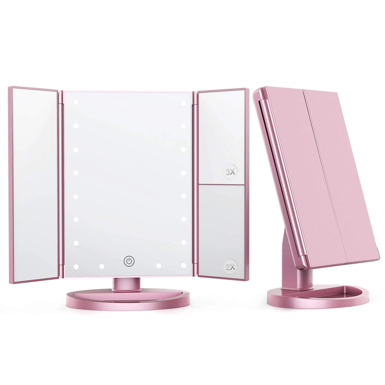 CHAMBERLIAN Durable Cosmetic Metal Rotatable magic mirror with tray
