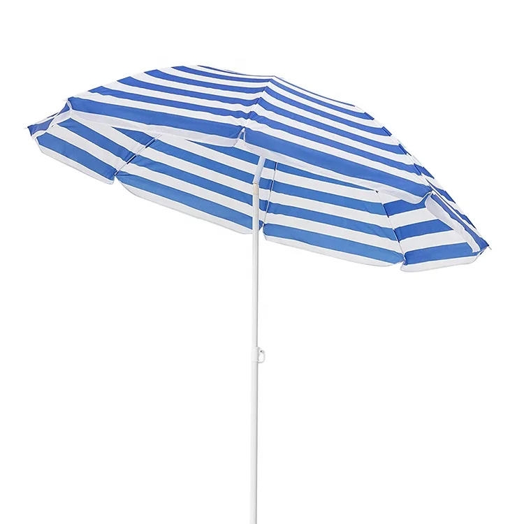 Stripe Beach Umbrella Portable Patio Sunshade Umbrella Outdoor Umbrella with Carry Bag for Garden Beach Pool Backyard