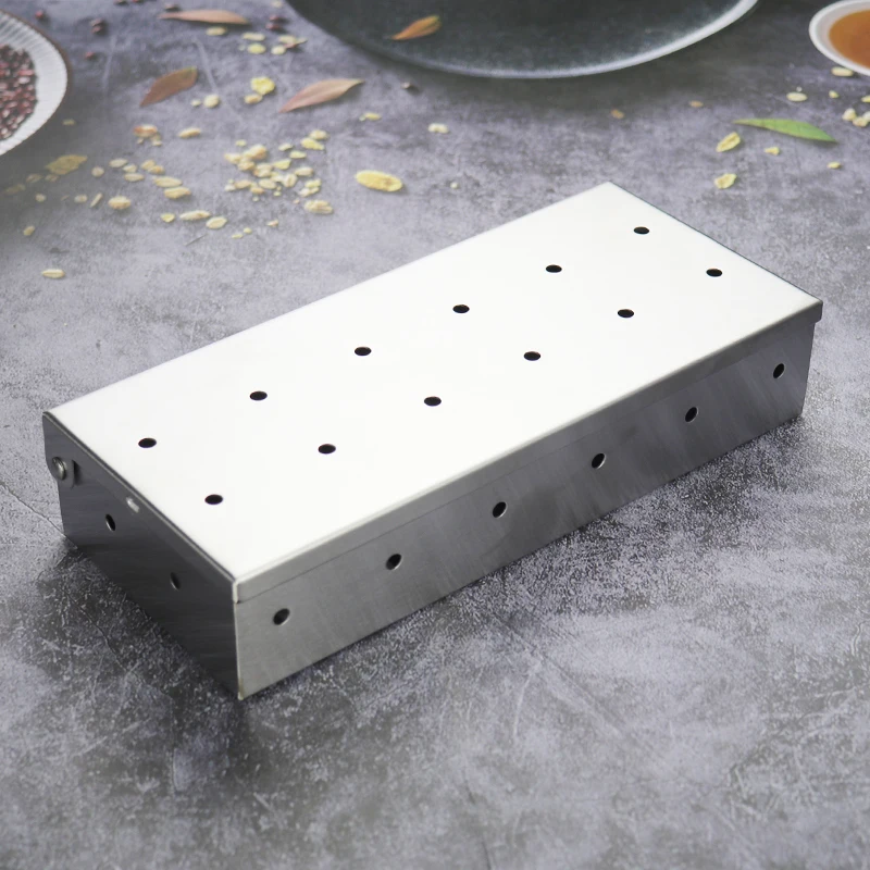Professional BBQ Tools Stainless Steel Smoker Box for Gas Grill, BBQ Smoker Box for Charcoal Grill